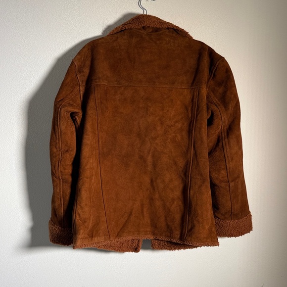 Vintage 1970s rust colored Suede Jacket with Faux Shearling Lining - Picture 5 of 8